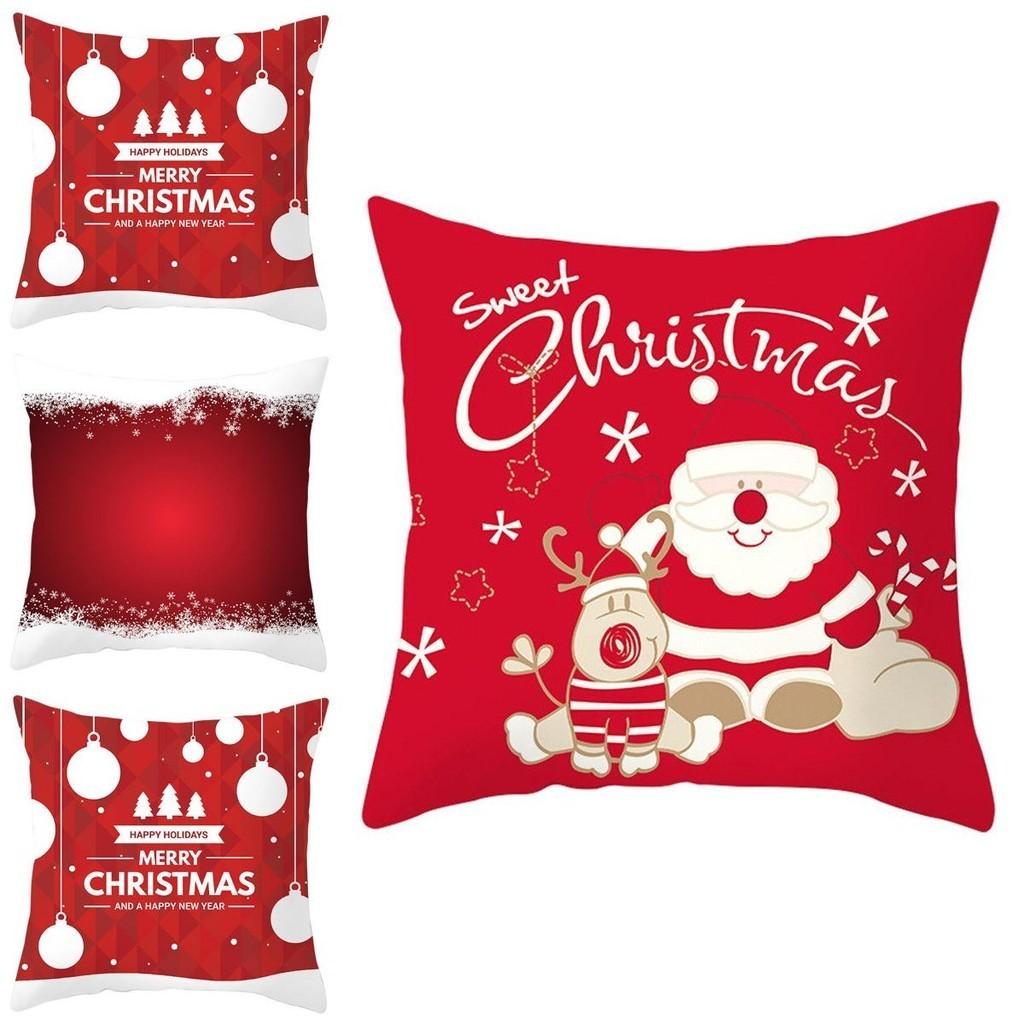 Festive Christmas Red Pillow Case Luxurious Cushion Cover For Cheerful Home Decor