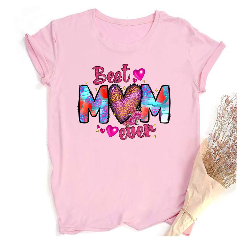 1pc Blessed Mom Best Mom Ever Letter TShirts Great Mothers Day Gift Round Neck Casual Short Sleeve Women Clothes