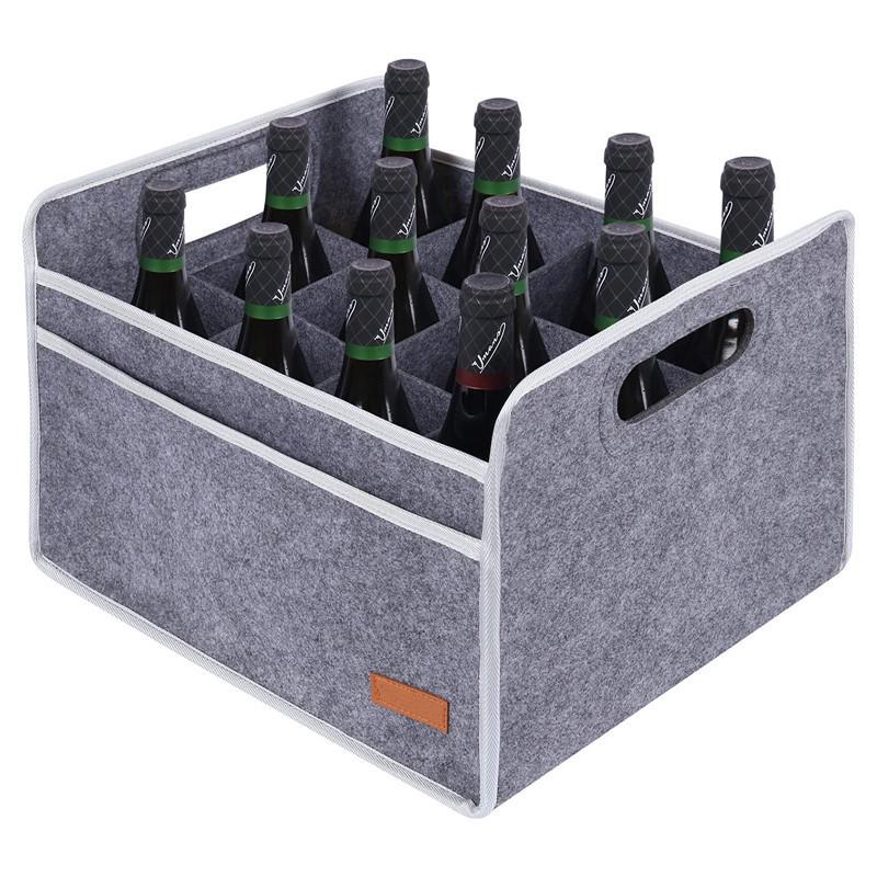 12-Grid Non-Woven Felt Wine Tote Bag