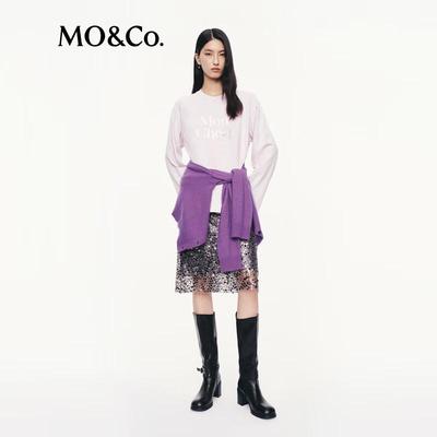 MO&Co. Velvet Print Cotton Long-Sleeve T-Shirt