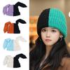 Cartoon Knitted Woolen Cap Windproof Contrast Color Winter Beanies Cap Thickened Keep Warm Rabbit Ear Hat Outdoor Cycling
