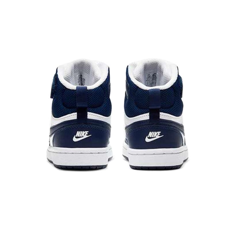 Nike Court Borough Mid 2 Abrasion Resistant Mid top Kids' Skateboarding Shoes White Blue Children Aged 3 7 Years Old Sneakers CD7783-107