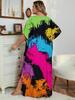 V Neck Bohemian Plus Size Printed Kaftan Dress Women Classy Long Vacation Swimsuit Cover Up