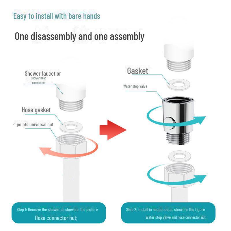 Shower Head Angle Valve with One-Button Water Stop and Quick Switch MIT