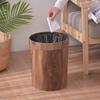 Stylish Single-piece Wood-grain Trash Can with No Lid, Conceals Trash Bags, Perfect for Bathrooms, Bedrooms, Kitchens, and Offices (cylindrical)