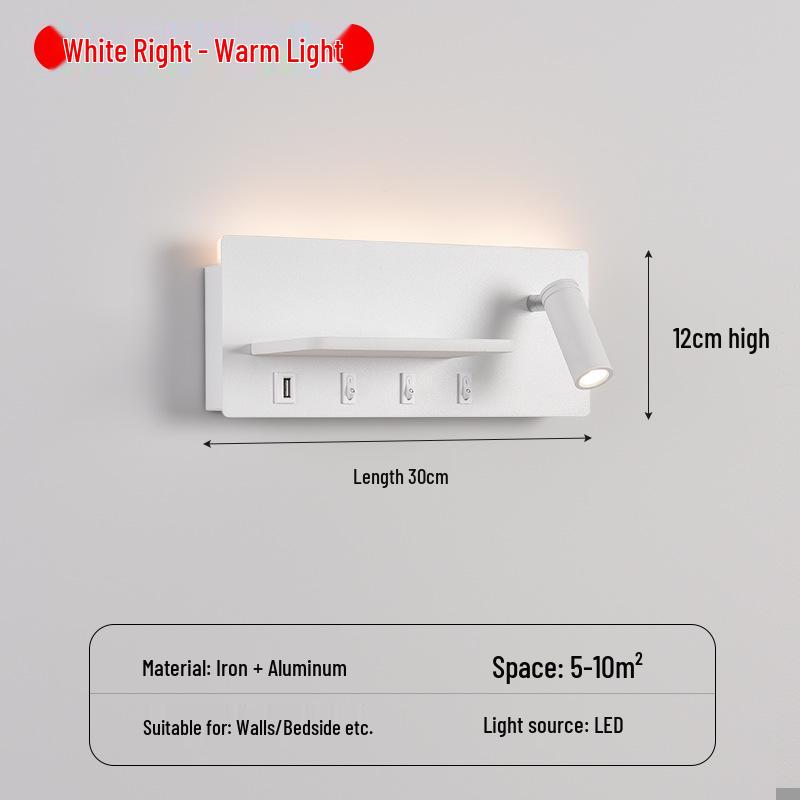 USB Wall Lamp: Modern LED Bedside Reading Light for Living Room, Guest Room, or Hotel