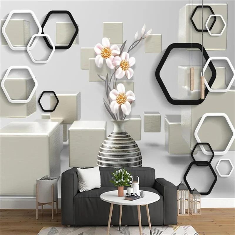 Tapet Moda Modern Vasă 3d Tv Fundal Fototapet Proaspăt Ramă Foto Pictură Decor Home Tapet