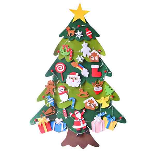 DIY Felt Christmas Tree Christmas Decorations For Home Christmas Tree Decoration With String Light Xmas Gifts New Year Navidad