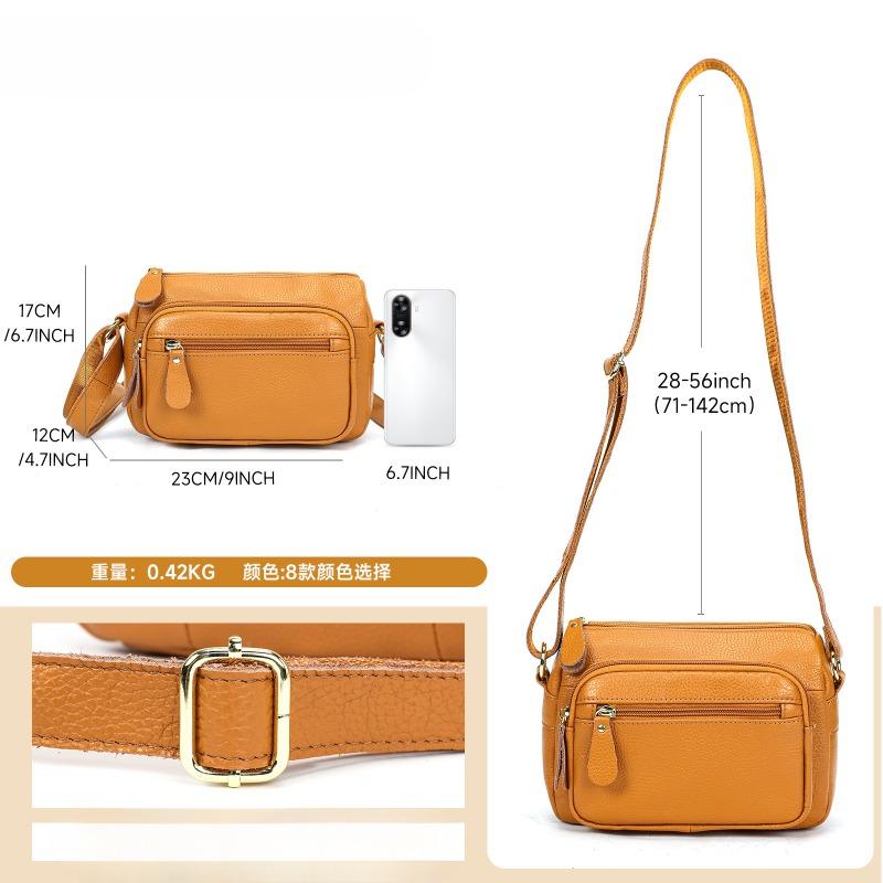 Genuine Leather Women's Bag Single-shoulder Bag Versatile Multi-compartment Multi-pocket Single-shoulder Crossbody Bag