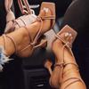 Amazon Hot Sale Thin Heel High Heel Sandals Women's Spring Summer Strap Square Head Fashion Sandals