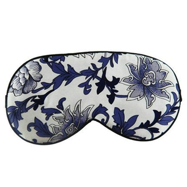 

Silk Eye Mask, Double-Sided 100% Mulberry Silk, Blue and White Porcelain Design, Blackout Sleep Mask