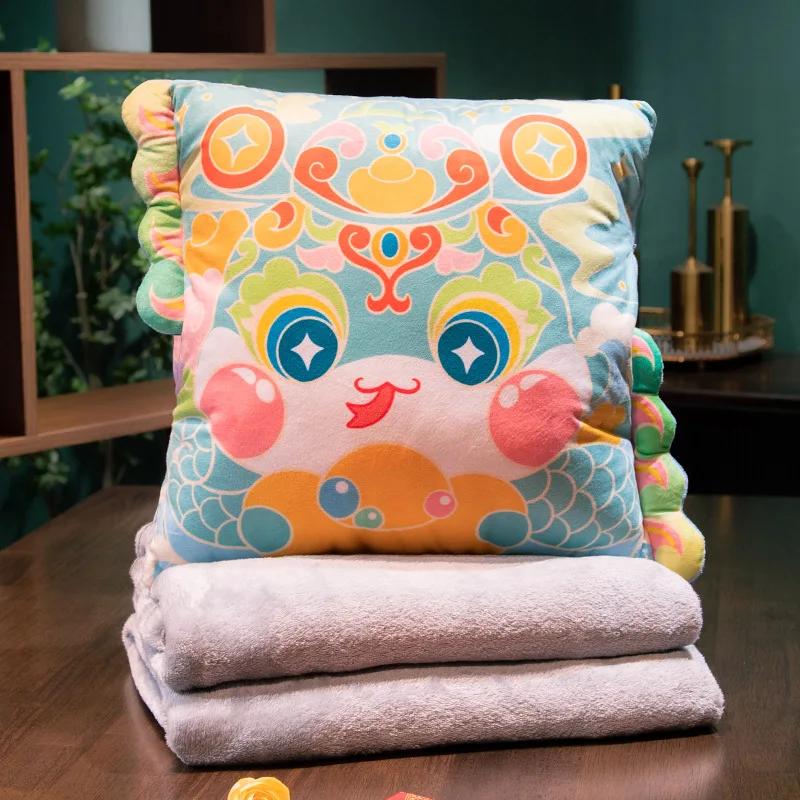 3D Heart Aped Cute Cartoon Two in One U Aped Pillow Office Car Dual Use Pillow Blanket  Animal Pattern PP Cotton Filled