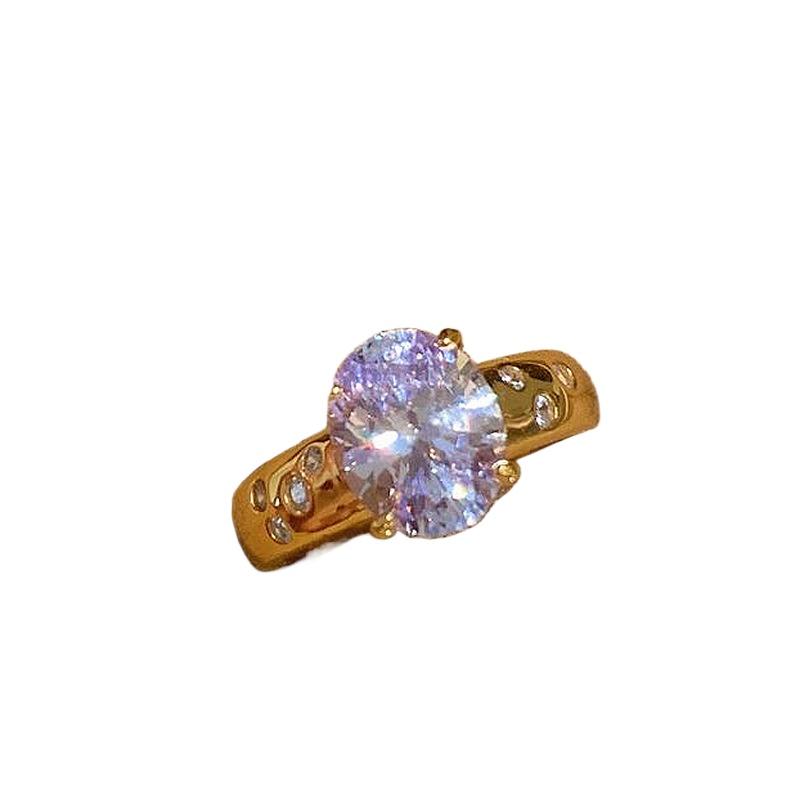 Classic design Trendy Simple Style Purple Gemstone Ring Light Luxury Exquisite Rings for women Party Wedding Fine Jewelry