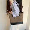 New Retro Style Tote Bag Commuter Canvas Bag Stitching Leather Large-capacity Shoulder Bag