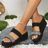 Fashion Ladies Shoes 2024 High Quality Peep Toe Women's Slippers Fashion Crystal Casual Slippers Women Summer Plus Size Wedge Slippers