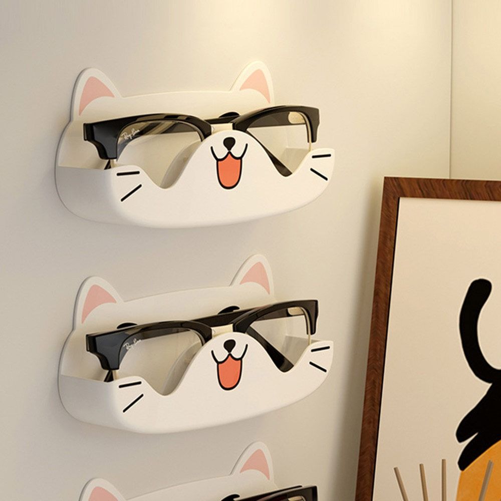 Cartoon Cat Sunglasses Display Holder Punch-free Wardrobe Decoration Glasses Storage Rack Wall Mounted Home Tidying