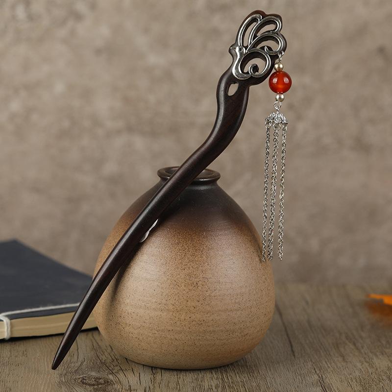 Original classical ebony meilan bamboo chrysanthemum hairpin female retro court simple temperament disc hair hairpin hairpin headgear