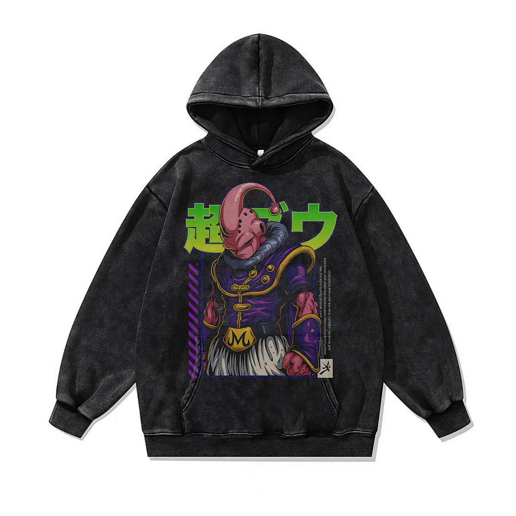 Niche Trend Cartoon Digital Direct Injection Printing Hoodie 430G Heavy Cotton Washed Sweater Men And Women Tide