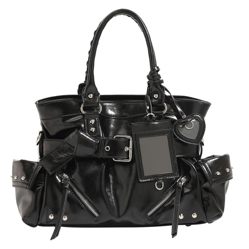 2025 Winter New Fashionable Women's Handbag, Niche High-End Large Capacity Motorcycle Style Shoulder Crossbody Tote Bag