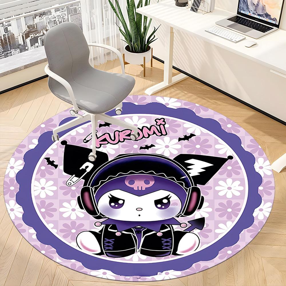 Kuromi Cat Office Round Area Rug, Under Office Chairs Bedroom Living Room Home Decor a0908170