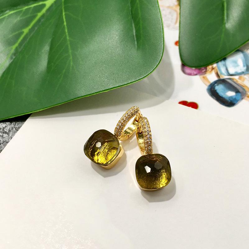 

Модные серьги с кристаллами, золотом и бриллиантами, серьги-гвоздики Ins Cold Candy Geometric Square