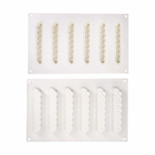 Silicone Dessert Mold, Mousse Mold for Jelly Pudding and Chocolate, 6-Cavity Wavy