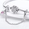 New 925 Silver Safety Chain Moon Flower Star Dangle Charm Fit Original DIY Bracelet For Women Girl Jewelry