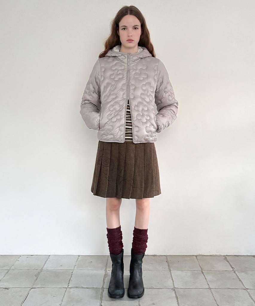 Sinun Sn Wool Blend Pleated Skirt (Brown)
