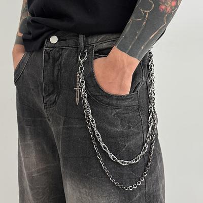 Hiphop Goth Creative Pendant Keychain Waist Belt Men Women Vintage Wallet Trouser Hipster Jeans Chain Jewelry