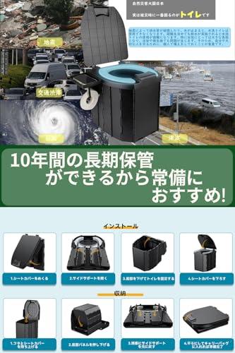 Portable Portable Toilet with a 200kg Weight Capacity, Emergency Toilet, Foldable, for Cars, Disaster Preparedness, Camping, and Emergency Supplies, I