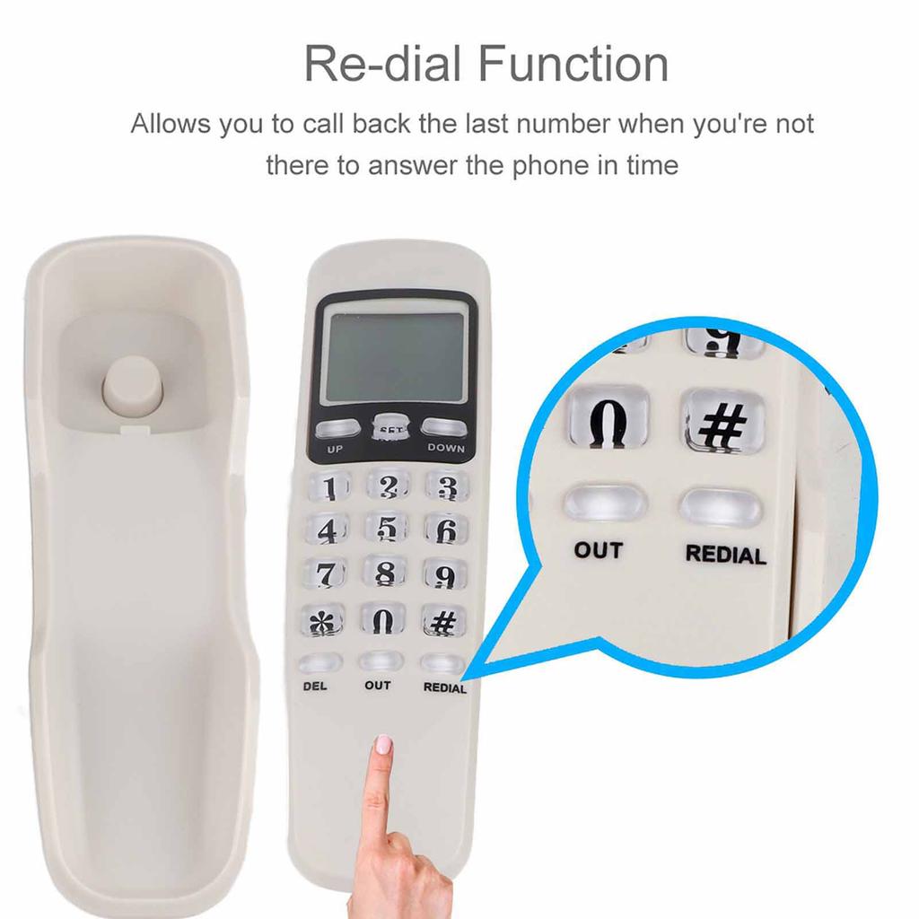 Wall Telephone Hotel Incoming Caller ID LCD Display Landline Phone Black