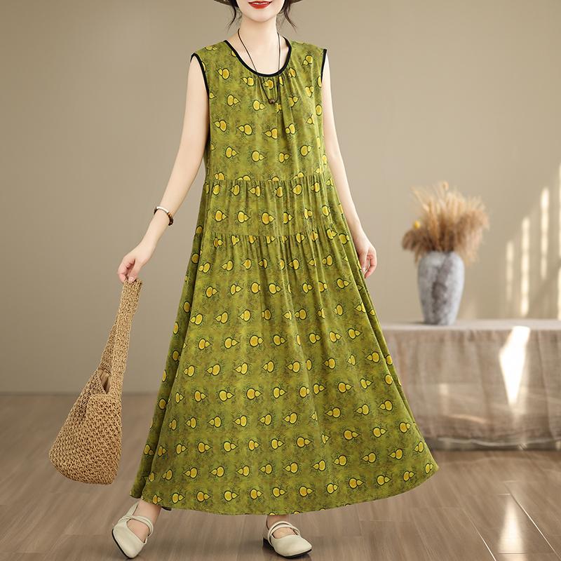 Elegant Women's Summer Dress Plus Size Casual Loose Sleeveless Long Dress Female Vintage Clothes