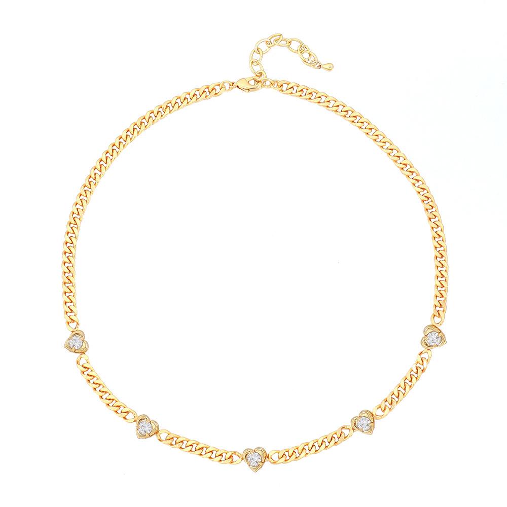 GEMCHIC Women s Gold Plated Heart Zircon Cubic Necklace
