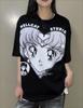 Beautiful girl, Japanese manga female warrior, big eyes, cute short-sleeved T-shirt