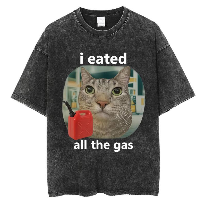 Wash I Survived Todays Tummy Ache Funny Cat Meme T Shirt Men Women Personality Fashion Tshirt Cotton Casual Oversized T Shirts