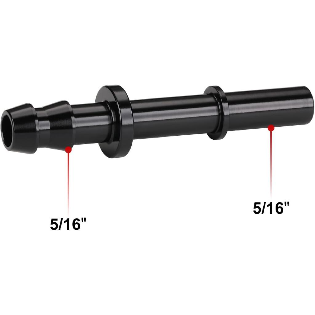 5/16 Hose Barb to 5/16 SAE Quick Connect Disconnect Male Fuel Fitting Adapter Aluminum Black