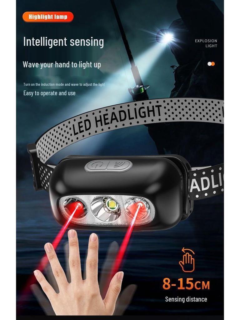 Ultra-Light Rechargeable Headlamp with Sensor for Night Fishing - Bright, Portable, Free Shipping