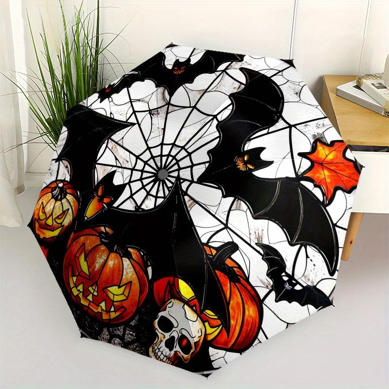 

Halloween Stained Glass Window Decoration with Bats, Pumpkins, Skulls, and Spiderwebs Umbrella, Christmas Gift Y125