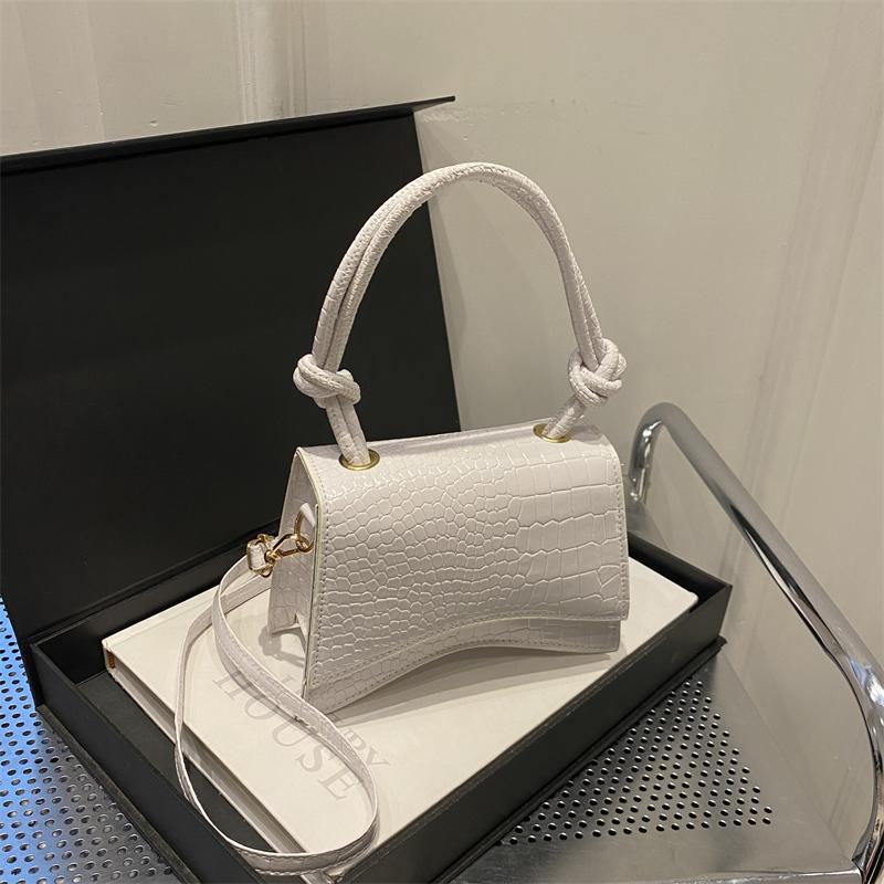Trendy and Fashionable Candy Colored Crocodile Patterned Shiny Small Square Bag Shoulder Bag and Crossbody Bag Commuting Party
