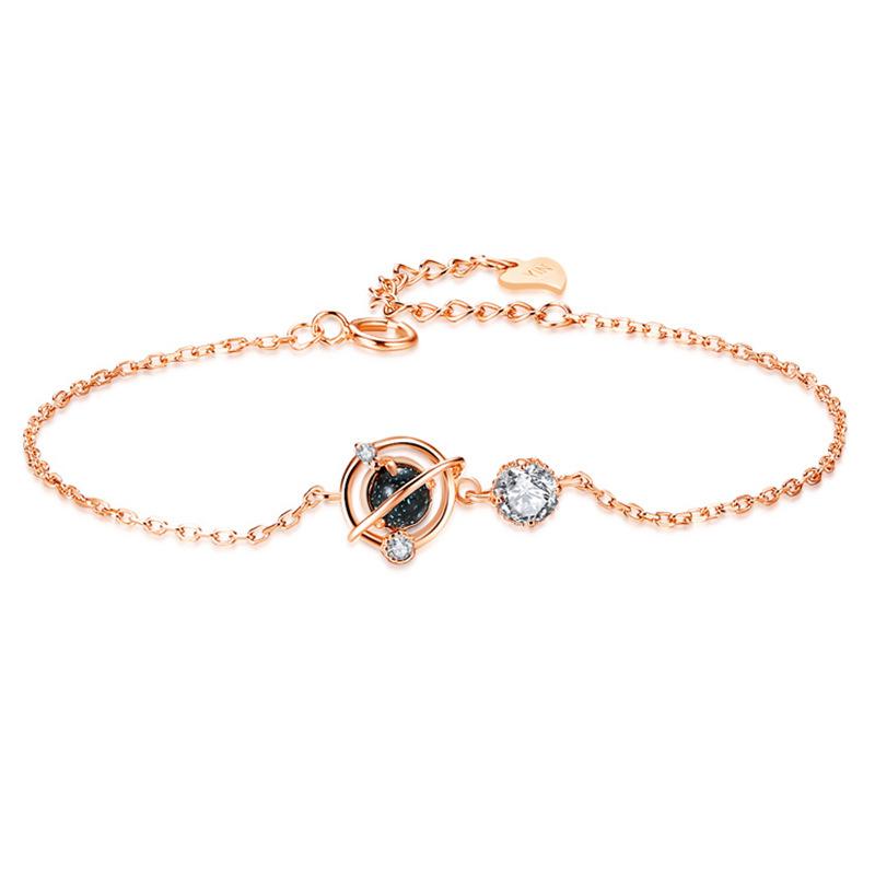 S925 Dream Universe Planet Bracelet for Women Creative Blue Glass Crystal Isn Internet Celebrity Gift Jewelry