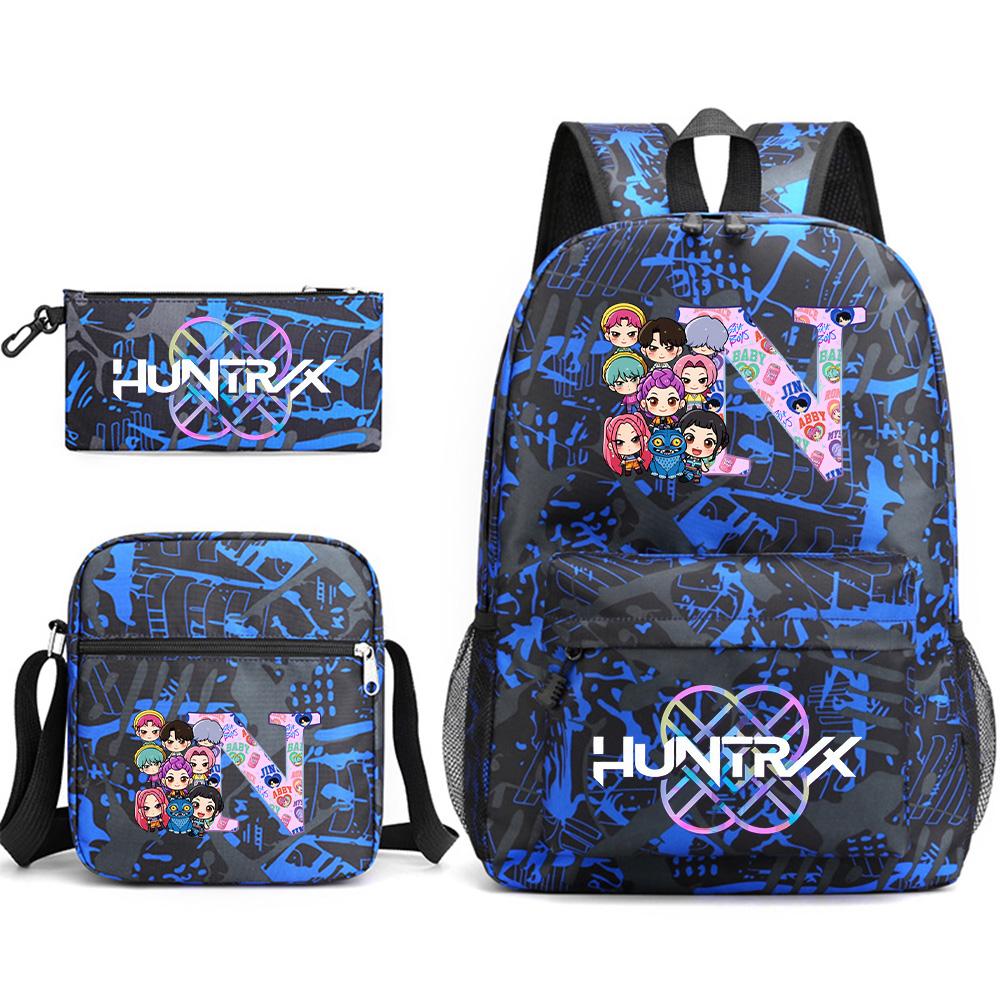 3Pcs/set Cute 26 English Letter Printed Backpack with Shoulder Bag Pencil Case for Teenager Student Boy Girl SchoolBag Large Capacity Bookbag Kid Gift