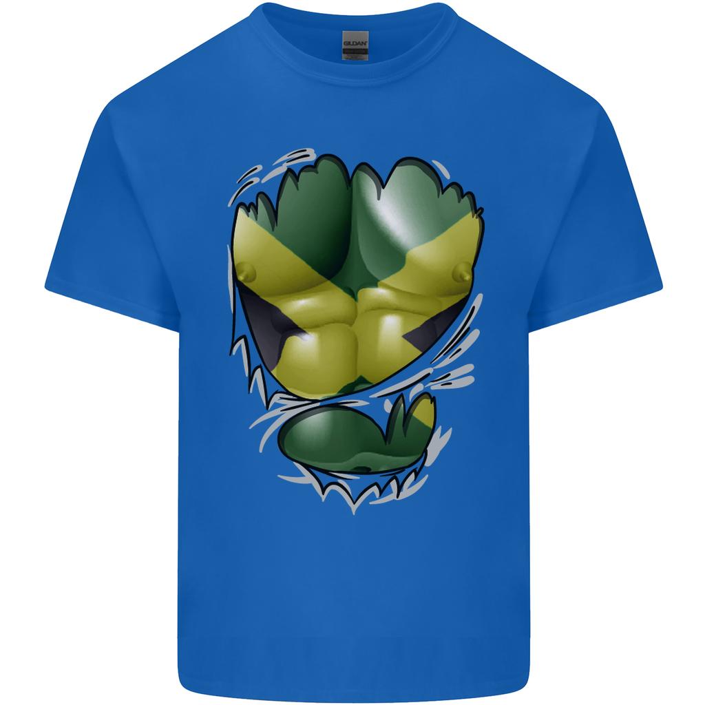 The Jamaican Flag Ripped Muscles Jamaica Unisexs Light Cotton TShirt