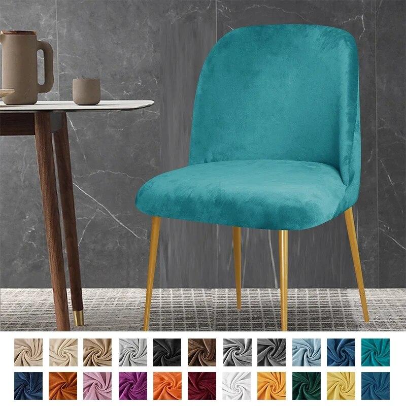 1/2/4/6 Pc Velvet Duckbill Makeup Chair Covers Round Bottom Stool Accent Low Back Dinning Office Chair Slipcover  Seat Cover