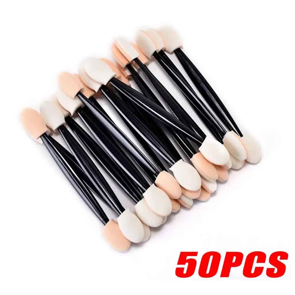 Double 50/100Pcs Multifunctional Nail Brush Makeup Manicure Tool Portable Eyeshadow Brush Ended Sponge Nail Art Powder Brush