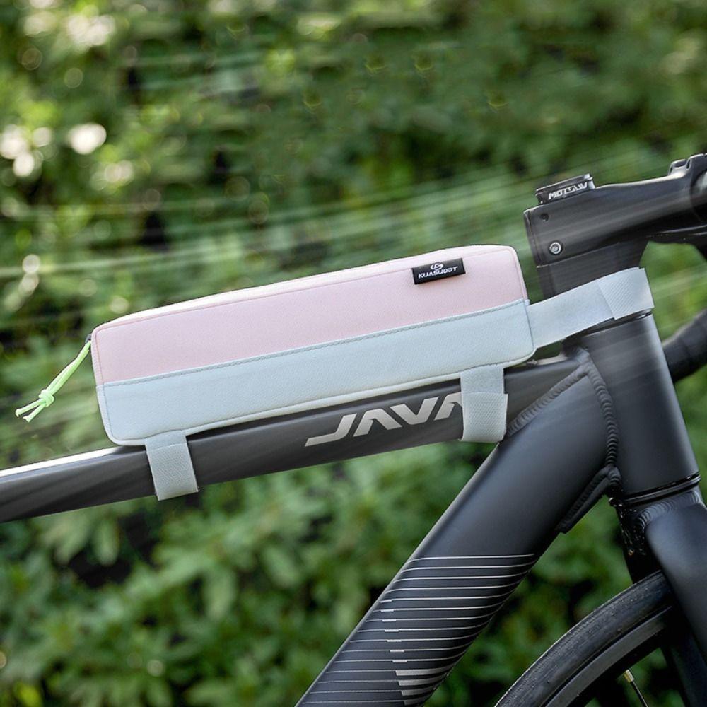 Polyester Bike Top Tube Bag Waterproof Storage Bike Front Beam Bag Portable Patchwork Bicycle Frame Pouch MTB Road Bike
