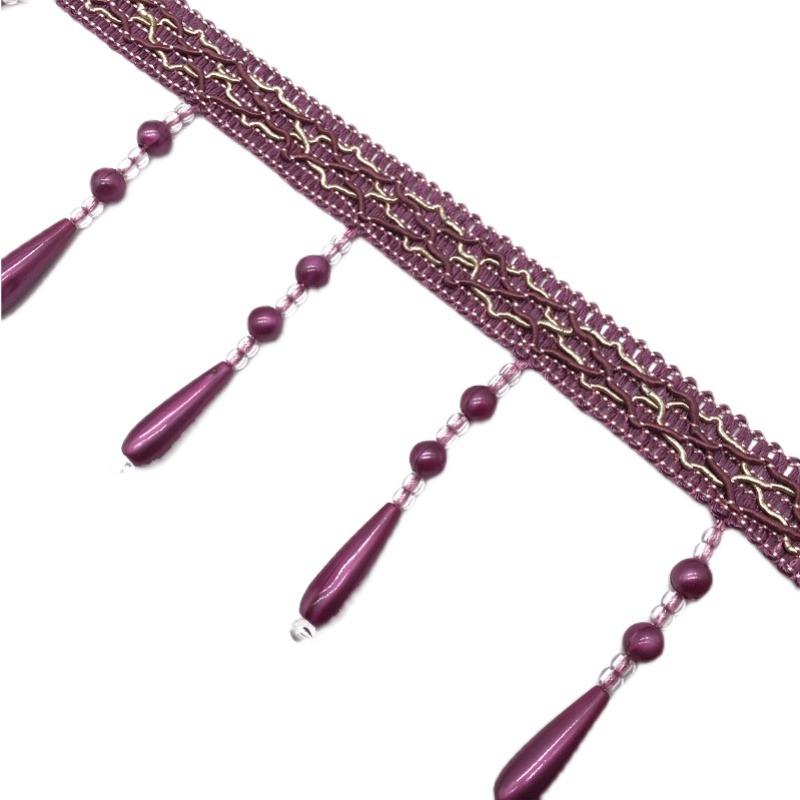 12M Curtain Beads Lace Tassel DIY Curtain Mantle Head Decor Accessories Imitation Pearl Beaded Fringe Lace Trim Upholstery