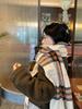 New scarf women's autumn and winter high-end feeling warm and versatile Korean version shawl plaid black and white atmosphere scarf