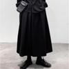 Herren Weitbein Hose Gothic Dunkler Stil Locker Cropped Hakama High Waist Neun Punkt Gerades Bein Hose Samurai