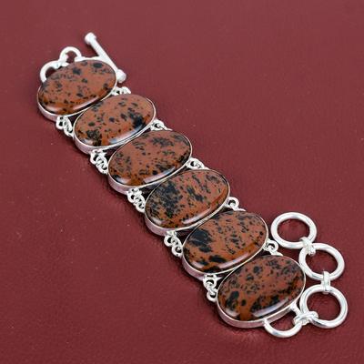 Mahogany Obsidian Bracelet Gemstone Jewelry Handmade Bracelet 925 Sterling Silver Adjustable Chain Bracelet Birthstone Jewelry Gifts for Her