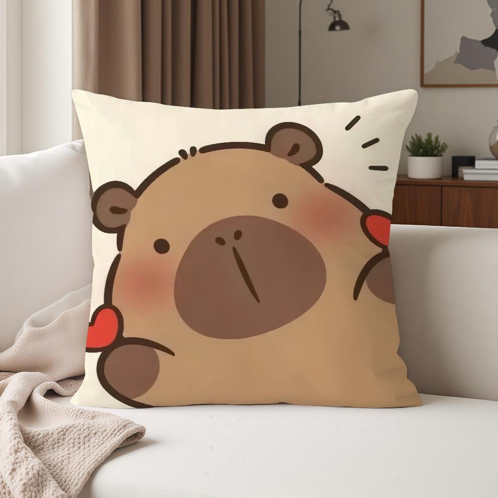 Cartoon Cute Capybara Pillow Case Suitable For Bedrooms Living Rooms Cars Home Decoration